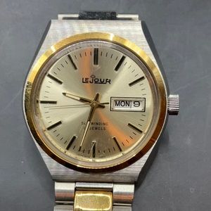 Vintage Le Jour 17 Jewels Self Winding Two Tone Mens Watch
